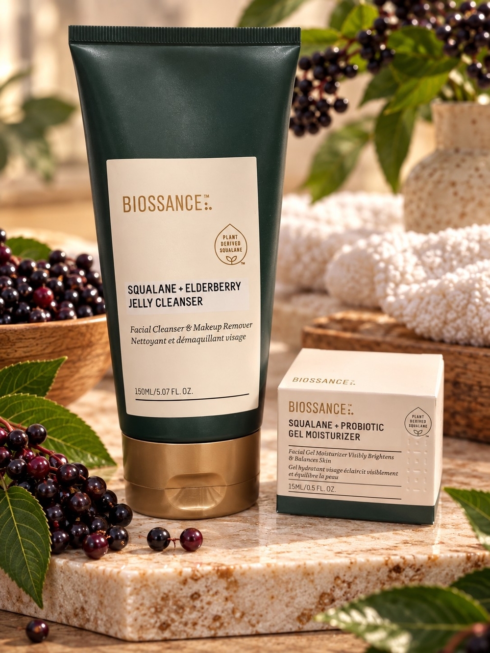 Discontinued Biossance Green Squalane + Elderberry Jelly Cleanser & Moisturizer